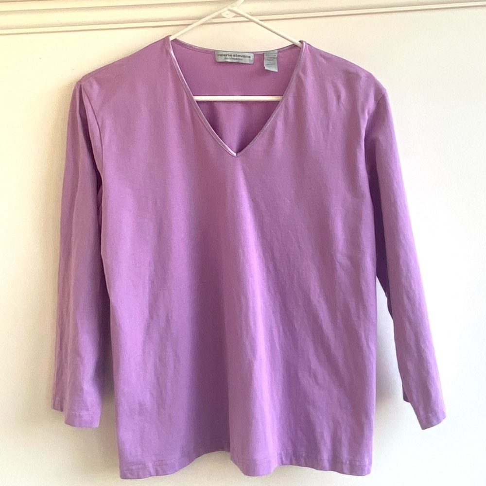 Valerie Stevens Lavender V-Neck Pajama Top